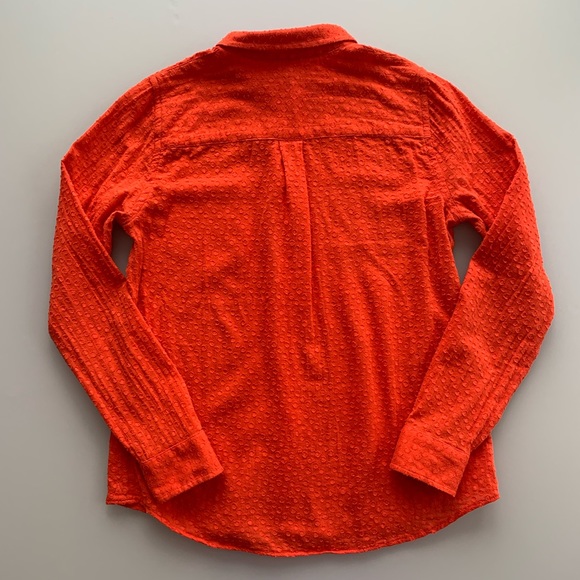 Madewell Textured Dot Button Down in Orange | Small - Picture 4 of 6